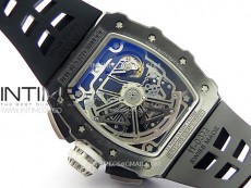 RM011 Titanium Case Black Ceramic Bezel Chronograph KUF Best Edition Skeleton Dial on Black Rubber Strap A7750