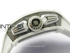 RM011 Titanium Case White Ceramic Bezel Chronograph KUF Best Edition Skeleton Dial on White Rubber Strap A7750