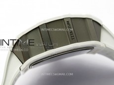 RM011 Titanium Case White Ceramic Bezel Chronograph KUF Best Edition Skeleton Dial on White Rubber Strap A7750