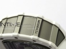 RM011 Titanium Case White Ceramic Bezel Chronograph KUF Best Edition Skeleton Dial on White Rubber Strap A7750