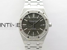 Royal Oak 41mm 15410 Frosted SS APSF 1:1 Best Edition Gray Textured Dial on SS Bracelet SA3120 Super Clone