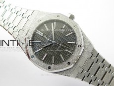 Royal Oak 41mm 15410 Frosted SS APSF 1:1 Best Edition Gray Textured Dial on SS Bracelet SA3120 Super Clone
