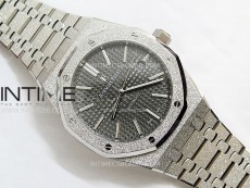 Royal Oak 41mm 15410 Frosted SS APSF 1:1 Best Edition Gray Textured Dial on SS Bracelet SA3120 Super Clone
