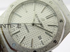 Royal Oak 41mm 15410 Frosted SS APSF 1:1 Best Edition White Textured Dial on SS Bracelet SA3120 Super Clone