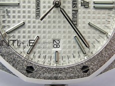 Royal Oak 41mm 15410 Frosted SS APSF 1:1 Best Edition White Textured Dial on SS Bracelet SA3120 Super Clone