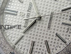 Royal Oak 41mm 15410 Frosted SS APSF 1:1 Best Edition White Textured Dial on SS Bracelet SA3120 Super Clone