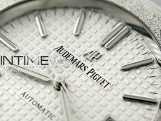 Royal Oak 41mm 15410 Frosted SS APSF 1:1 Best Edition White Textured Dial on SS Bracelet SA3120 Super Clone