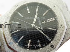 Royal Oak 41mm 15410 Frosted SS APSF 1:1 Best Edition Black Textured Dial on SS Bracelet SA3120 Super Clone