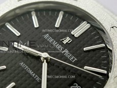 Royal Oak 41mm 15410 Frosted SS APSF 1:1 Best Edition Black Textured Dial on SS Bracelet SA3120 Super Clone