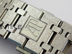 Royal Oak 41mm 15410 Frosted SS APSF 1:1 Best Edition Black Textured Dial on SS Bracelet SA3120 Super Clone