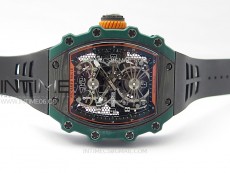 RM021-02 Real Tourbillon Black Carbon RMF Best Edition Skeleton Dial on Black Rubber Strap