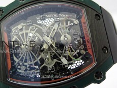 RM021-02 Real Tourbillon Black Carbon RMF Best Edition Skeleton Dial on Black Rubber Strap