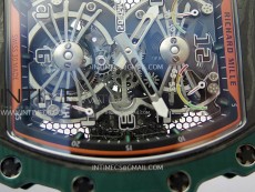 RM021-02 Real Tourbillon Black Carbon RMF Best Edition Skeleton Dial on Black Rubber Strap