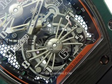 RM021-02 Real Tourbillon Black Carbon RMF Best Edition Skeleton Dial on Black Rubber Strap