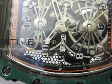 RM021-02 Real Tourbillon Black Carbon RMF Best Edition Skeleton Dial on Black Rubber Strap