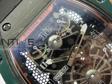 RM021-02 Real Tourbillon Black Carbon RMF Best Edition Skeleton Dial on Black Rubber Strap