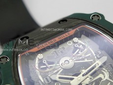 RM021-02 Real Tourbillon Black Carbon RMF Best Edition Skeleton Dial on Black Rubber Strap