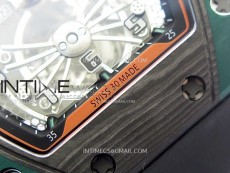RM021-02 Real Tourbillon Black Carbon RMF Best Edition Skeleton Dial on Black Rubber Strap