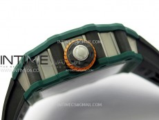 RM021-02 Real Tourbillon Black Carbon RMF Best Edition Skeleton Dial on Black Rubber Strap