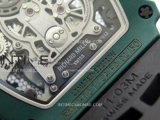RM021-02 Real Tourbillon Black Carbon RMF Best Edition Skeleton Dial on Black Rubber Strap