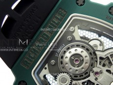 RM021-02 Real Tourbillon Black Carbon RMF Best Edition Skeleton Dial on Black Rubber Strap
