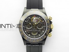 Daytona PVD Ceramic Bezel GETF Best Edition Skeleton Black Dial on Black Rubber Strap SA4130