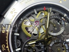 Daytona PVD Ceramic Bezel GETF Best Edition Skeleton Black Dial on Black Rubber Strap SA4130