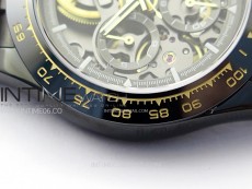 Daytona PVD Ceramic Bezel GETF Best Edition Skeleton Black Dial on Black Rubber Strap SA4130