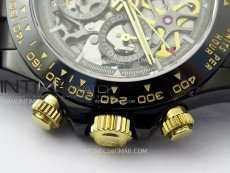 Daytona PVD Ceramic Bezel GETF Best Edition Skeleton Black Dial on Black Rubber Strap SA4130