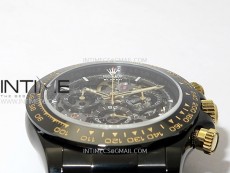 Daytona PVD Ceramic Bezel GETF Best Edition Skeleton Black Dial on Black Rubber Strap SA4130