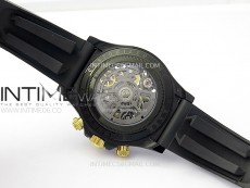 Daytona PVD Ceramic Bezel GETF Best Edition Skeleton Black Dial on Black Rubber Strap SA4130