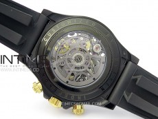 Daytona PVD Ceramic Bezel GETF Best Edition Skeleton Black Dial on Black Rubber Strap SA4130