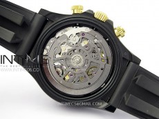 Daytona PVD Ceramic Bezel GETF Best Edition Skeleton Black Dial on Black Rubber Strap SA4130
