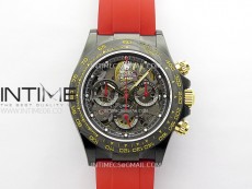 Daytona PVD Ceramic Bezel GETF Best Edition Skeleton Red Dial on Red Rubber Strap SA4130