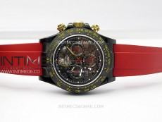 Daytona PVD Ceramic Bezel GETF Best Edition Skeleton Red Dial on Red Rubber Strap SA4130