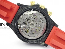 Daytona PVD Ceramic Bezel GETF Best Edition Skeleton Red Dial on Red Rubber Strap SA4130