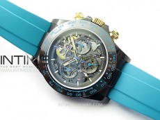 Daytona PVD Ceramic Bezel GETF Best Edition Skeleton Cyan Dial on Cyan Rubber Strap SA4130