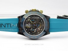 Daytona PVD Ceramic Bezel GETF Best Edition Skeleton Cyan Dial on Cyan Rubber Strap SA4130
