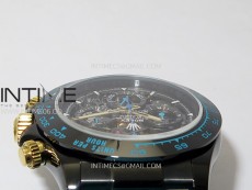 Daytona PVD Ceramic Bezel GETF Best Edition Skeleton Cyan Dial on Cyan Rubber Strap SA4130