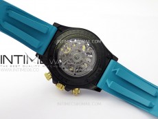 Daytona PVD Ceramic Bezel GETF Best Edition Skeleton Cyan Dial on Cyan Rubber Strap SA4130