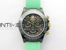 Daytona PVD Ceramic Bezel GETF Best Edition Skeleton Green Dial on Green Rubber Strap SA4130