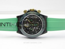 Daytona PVD Ceramic Bezel GETF Best Edition Skeleton Green Dial on Green Rubber Strap SA4130