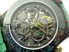 Daytona PVD Ceramic Bezel GETF Best Edition Skeleton Green Dial on Green Rubber Strap SA4130