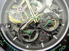 Daytona PVD Ceramic Bezel GETF Best Edition Skeleton Green Dial on Green Rubber Strap SA4130