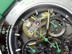 Daytona PVD Ceramic Bezel GETF Best Edition Skeleton Green Dial on Green Rubber Strap SA4130