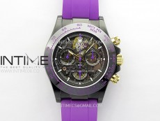 Daytona PVD Ceramic Bezel GETF Best Edition Skeleton Purple Dial on Purple Rubber Strap SA4130