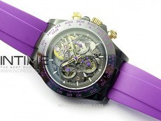 Daytona PVD Ceramic Bezel GETF Best Edition Skeleton Purple Dial on Purple Rubber Strap SA4130