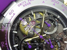 Daytona PVD Ceramic Bezel GETF Best Edition Skeleton Purple Dial on Purple Rubber Strap SA4130