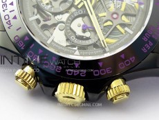Daytona PVD Ceramic Bezel GETF Best Edition Skeleton Purple Dial on Purple Rubber Strap SA4130