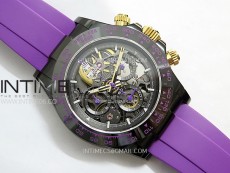 Daytona PVD Ceramic Bezel GETF Best Edition Skeleton Purple Dial on Purple Rubber Strap SA4130